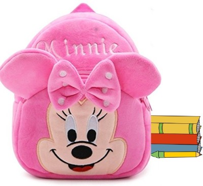 AMANVANI Baby School Bag Embo Minnie For Nursery School Bag (Pink, 16 Inch) 10 L Backpack(Pink)