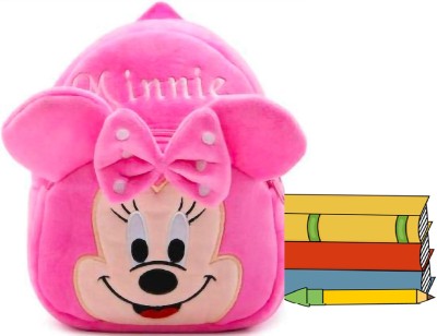 Bluemoon Kids School Bag Minnie Cartoon Baby Boys/Girls Plush Bag (Pink, 11) 10 L Backpack(Pink)