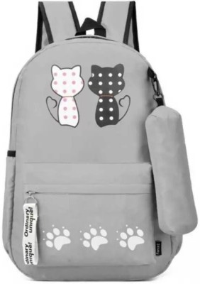 HouseOfCommon grey double cat56r_10 14 L Backpack(Grey)