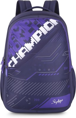 SKYBAGS Flow Casual Printed School Bag For Girls and Boys with Rain Cover 37.5 L Backpack(Purple)