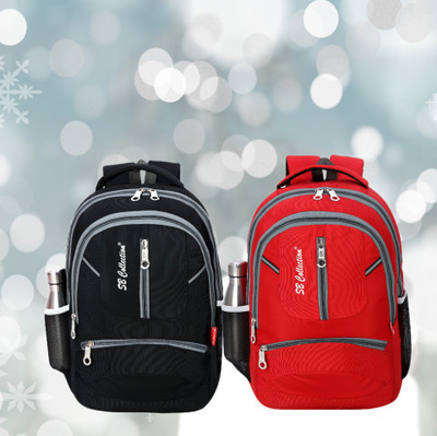 SBCOLLECTION Medium COMBO 30L BACKPACK /Pack of Two 30 L Laptop Backpack(Black, Red)