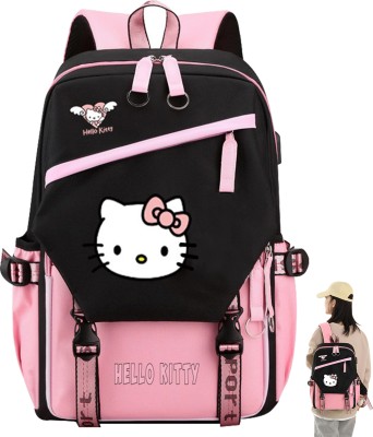 ELEPHANTBOAT Cartoon Backpack for Kids, Girls Cute Hello Kitty Backpack Shoulder Bags Travel 2 L Backpack(Black)