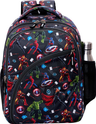 ZERUS Avengers Print School Bag for Boys Kids Spacious Lightweight Backpack Class 1-5 21 L Backpack(Black)