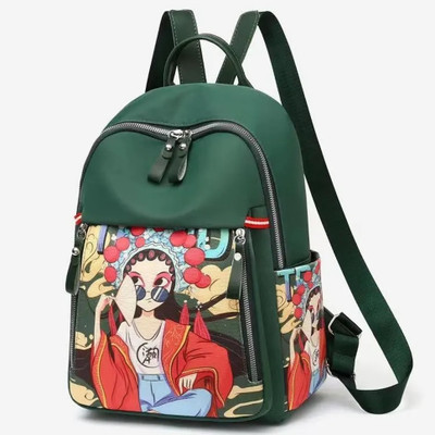 Flores CLASSICAL TRIDE CARTOON PRINT 18 L Backpack(Green)