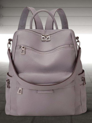 WomenBuzz Purse for Women Convertible Travel Vintage PU Leather Bag(Gloss) 25 L Backpack(Grey)