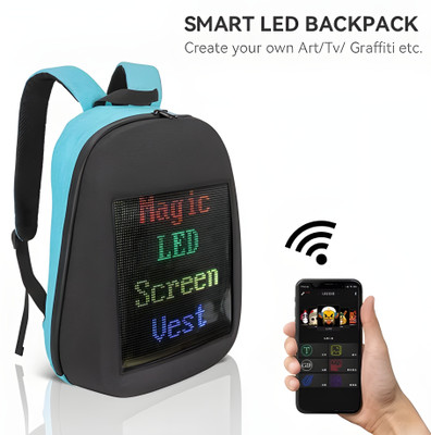 bsddp Backpack With LED Screen Custom Display Fully APP Operated Waterproof Bag 17 L Backpack(Blue)