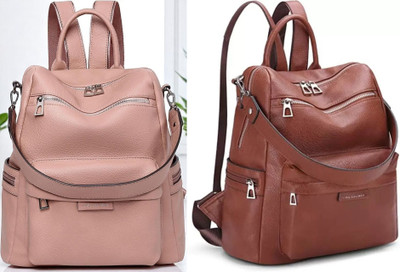 Spinsell Medium 25 L Laptop Backpack Backpack Purse for Women Convertible Travel Vintage 25 L Trolley Backpack(Brown, Pink)