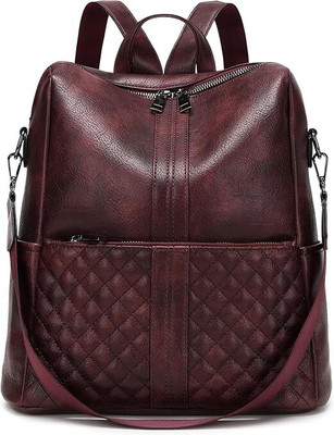 PRAUSHA Premium Fox Leather Backpack for Office, College, Travel, convertible Bag 15 L Backpack(Maroon)