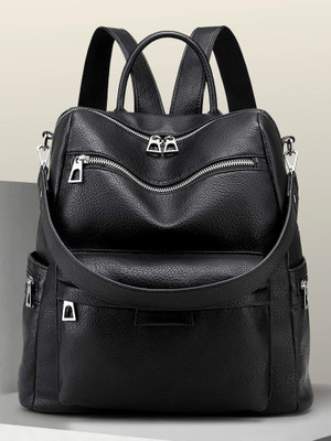 WomenBuzz Purse for Women Convertible Travel Vintage PU Leather Shoulder 25 L Backpack(Black)