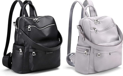 Spinsell Black Leather Backpack 25 L Trolley Laptop Backpack(Black, Grey)