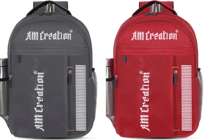 AM Creation Large 35 L Laptop Backpack Spacy Bag unisex backpack 22 L Laptop Backpack(Grey, Red)