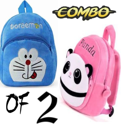 Sidhi nazar Enterprises Combo of Doraemon and pink panda School Bag For Kids Soft Backpack 10 L Backpack(Pink, Blue)