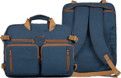 F GEAR Dyad Navy Canvas 2in1 Messenger Bag 21 L Laptop Backpack(Blue)