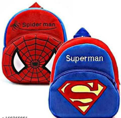 MG MGS Spiderman Superman combo Soft Bagpacks For Small Kids For Play School 12 L Backpack(Blue, Red)