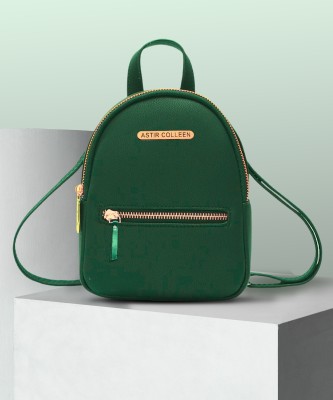 ASTIR COLLEEN Vegan Leather Women/Girls Sling Bag Cum Backpack - Flat Zip 10 L Backpack(Green)
