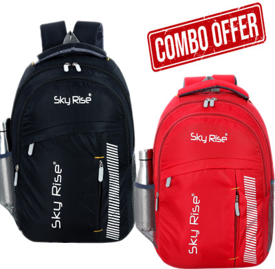 SKY RISE Combo of 2 Backpack Medium Unisex College & School Bags 34 L Laptop Backpack(Black)