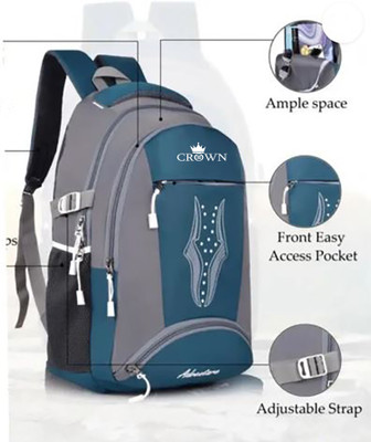 CROWN Large & Spacious Solid Design Bag for School & College & Laptop 35 L Backpack(Multicolor)