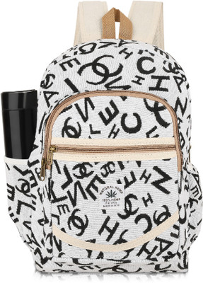 Mahaveer Collection Collage And School Backpack Alphabet Print White color Backpack 15 L Backpack(White)
