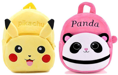 Aveek BM-Latch_combo of 2 yellow pikachu, pink panda_1401 12 L Backpack(Multicolor)