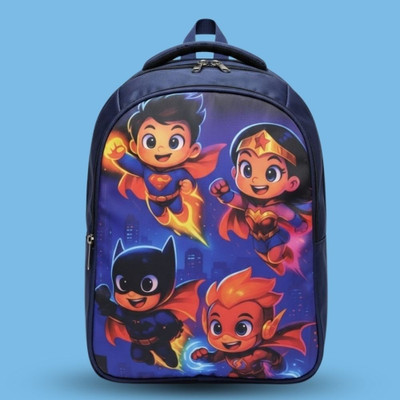 MOSU Cute Superhero Team Backpack for Kids 26 L Backpack(Blue)