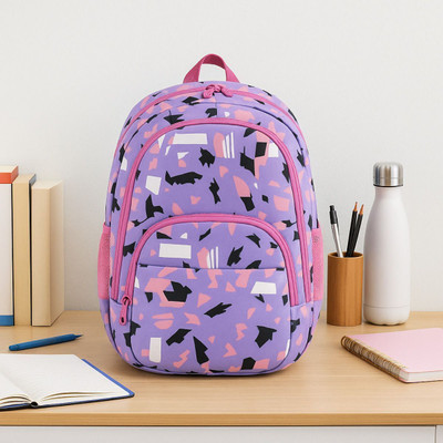 TOTTICA Trendy Abstract Print School Backpack for Boys & Girls – Spacious & Stylish 30 L Backpack(Purple)