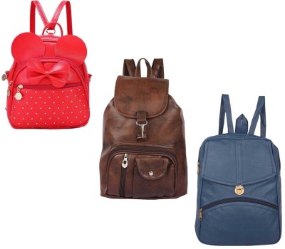 QUASHIMI COLLECTION BP-19-red-2in1+brwn-cmra+nvy-blu-psh-lck-pithu-cmbo 6 L Backpack(Red, Brown, Blue)