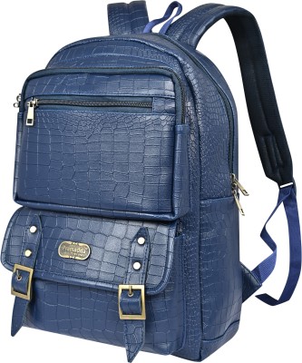 Pramadda Pure Luxury Tourister leather 15.6 Inch laptop backpack for men & women for travel & Office 25.2 L Laptop Backpack(Blue)