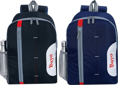 bayo Black & Navy Blue 2 pc combo For School Collage Office Tuition & Picnic Backpack 25 L Laptop Backpack(Black, Blue)