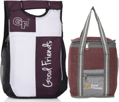 GOOD FRIENDS Luxury College Bag/Office Bags /Tiffin Bag /Lunch Bag Combo Pack Of 2 Daily Use 25 L Backpack(Purple)