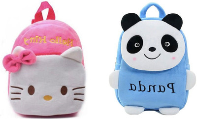 Bluemoon AVK_combo of 2 pink hello kitty , blue panda_808 10 L Backpack(Multicolor)