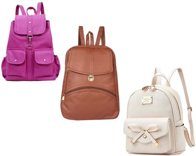 QUASHIMI COLLECTION HB-27-prpl-2bl+brwn-psh-lck+crm-tei-pitthu-cmbo 6 L Backpack(Purple, Brown, White)