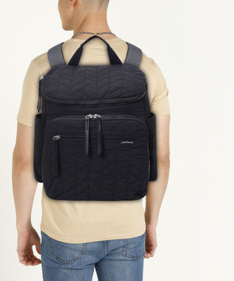 LINO PERROS Quilted Practical Backpack 14.4 L Backpack(Black)