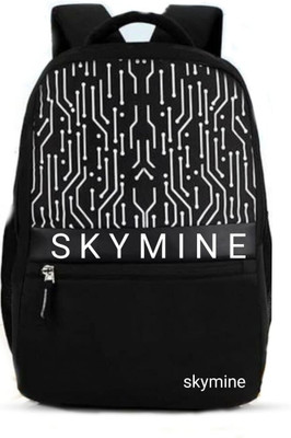 Skymine Trendy Circuit Design Bag Laptop Compartment with Padded Straps & Front Pocket 30 L Trolley Backpack(Black)