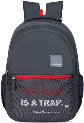 Priority 18 Inch Genius 005 College Dark Grey 35 L Backpack(Grey)