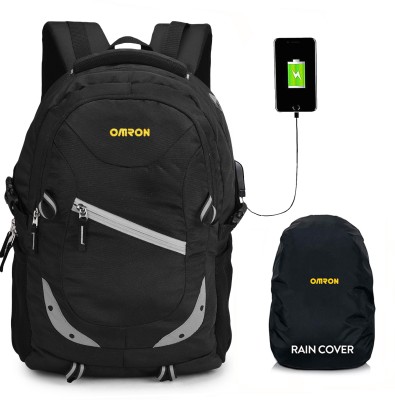 OMRON BAGS Smart Backpack With USB port and rain cover for Office, College and Travel . 30 L Laptop Backpack(Black)