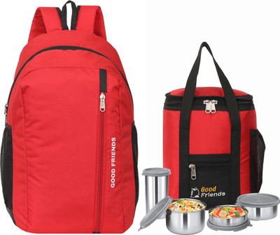 Good Friend Picnic Bag/College/Office/School/Travel/Unisex Bag & Lunch Bag Combo 24 L Backpack(Red)