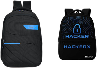 Elcom Durable School, College & Travel Bag Laptop Bag for Boys, Girls, Men & Women 25 L Backpack(Black, Black, Blue)