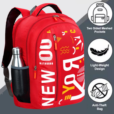 Amicoleben All New Stylish Printed Waterproof Bags For Daily Use at School/College/Office 32 L Laptop Backpack(Red)