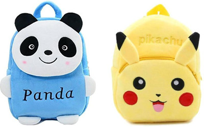 Aveek BM-Latch_combo of 2 yellow pikachu, blue panda_1480 12 L Backpack(Multicolor)