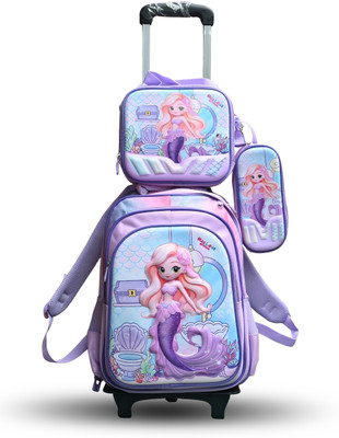 Maalove 3D Trolly School Bag Barbie Design With Lunch Box & Pencil Kit 3 in 1 school bag 40 L Backpack(Purple)