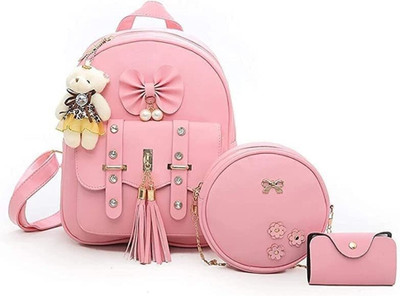 AshCrafzee Fashion Sling Bag Wallet Combo for Girls 14 L Backpack(Pink)