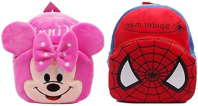 Bluemoon BM-R1_Spider Man & Pink Minnie Combo 12 L Backpack(Red, Pink)