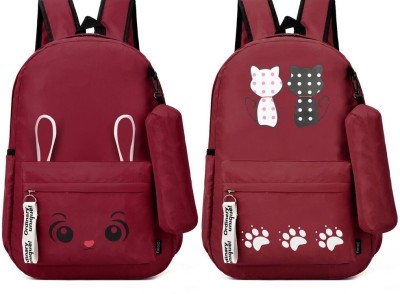 HouseOfCommon Stylish School College Backpack 15 L Backpack(Maroon, Maroon)