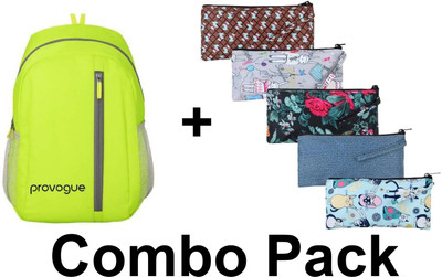 PROVOGUE Backpack + Pencil Pouch Combo (1 Backpack + 5 Pencil Pouch) 25 L Backpack(Multicolor)