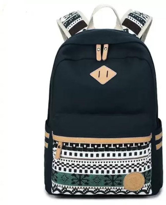 Evara black Heart print pocket 22 L Backpack(Black)