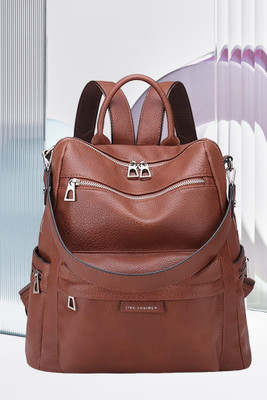 WomenBuzz Purse for Women Convertible 25L Travel Vintage PU Leather Shoulder 25 L Backpack(Tan)