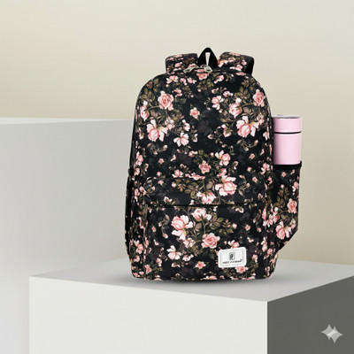 HouseOfCommon Medium 22 L Backpack Casual Bag WaterResistant Tuition Picnic Daypack (Black) 22 L Laptop Backpack(Black)