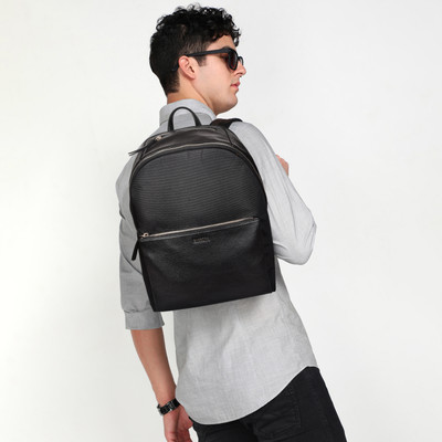 Sassora Genuine Leather Large Size Laptop Backpack For Men's 32 L Trolley Laptop Backpack(Black)