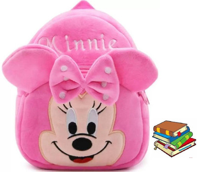 Bluemoon Soft Toddler Plush Fabric 11 Liters Smiling Minnie Mouse Cartoon Design School 10 L Backpack(Multicolor)