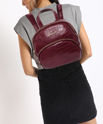 LAVIE Glossy croco Mini Backpack 12.5 L Backpack(Brown)